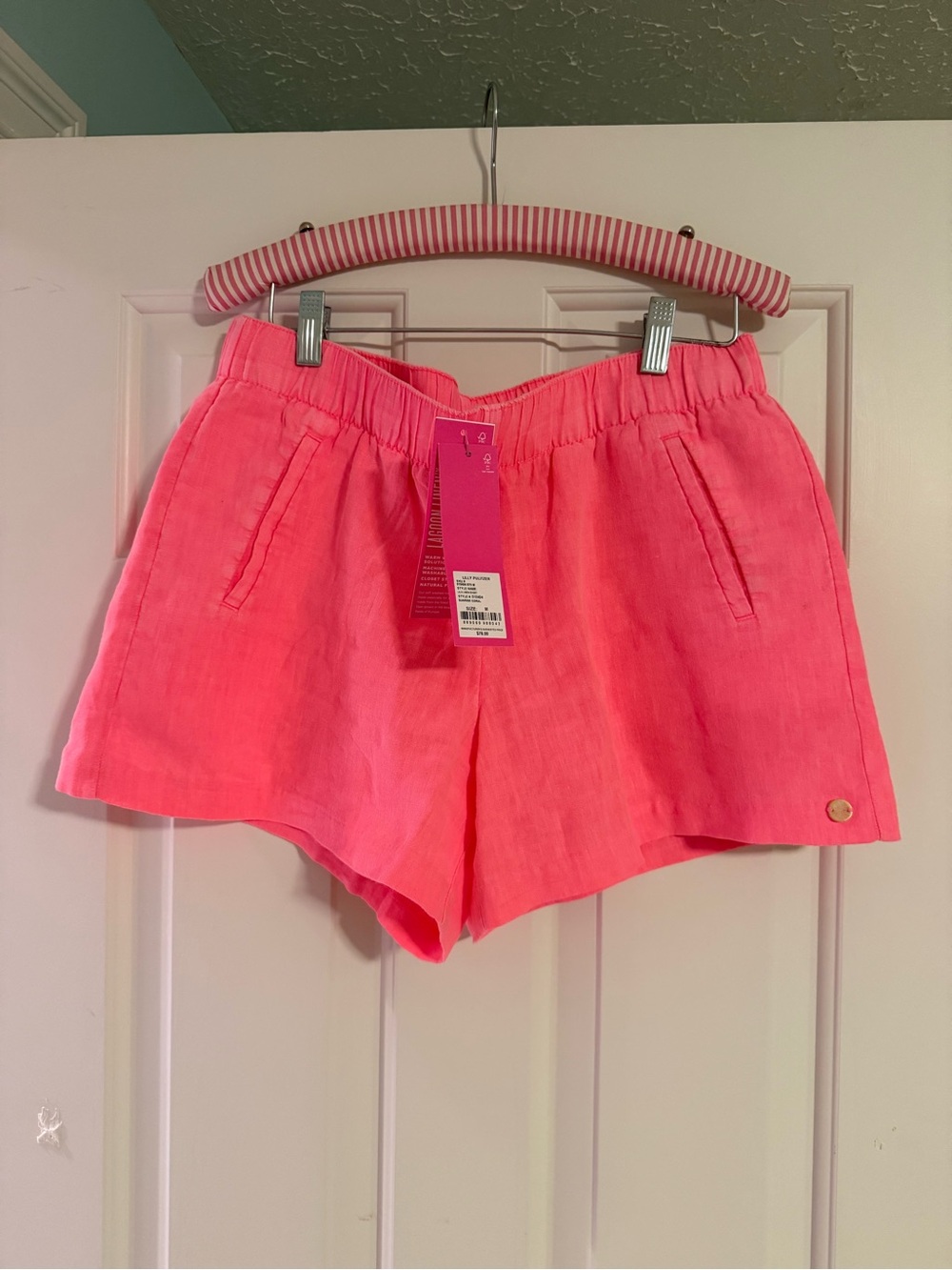 Lilly Pulitzer Sunrise Coral Lilo Linen Shorts Medium